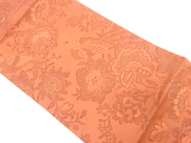 JAPANESE NAGOYA OBI / WOVEN FLOWER & BIRD